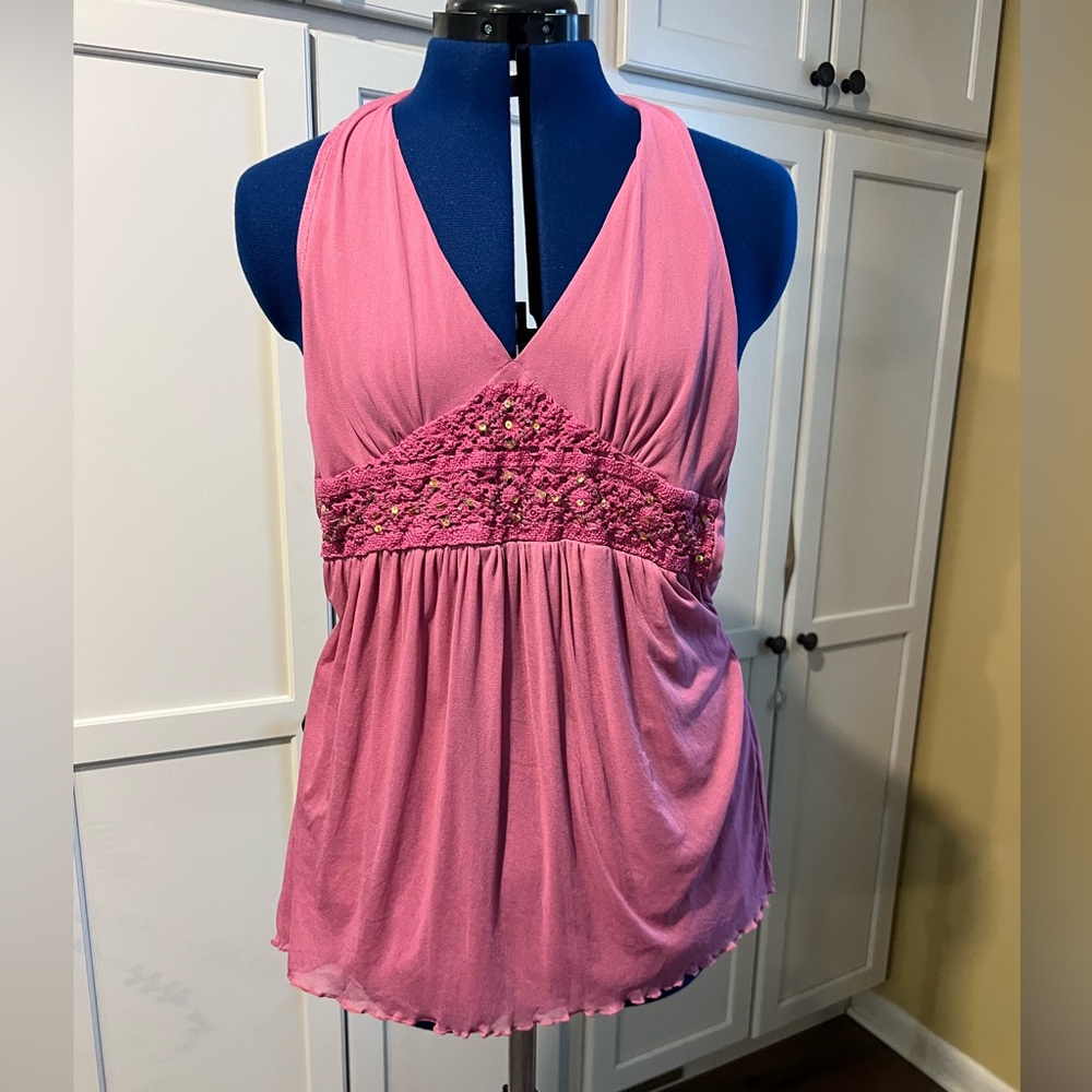 The Limited Pink Lace Halter‎ Blouse